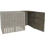 Mendler 1er WPC-Mülltonnenverkleidung Erweiterung HWC-J28, Mülltonnenbox, Metall Holzoptik ~ braun