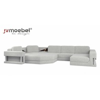 JVmoebel Ecksofa, Wohnlandschaft Design Stoff Sofas Bettunktion Schlaf Couch grau