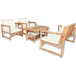 vidaXL 4-tlg. Garten-Lounge-Set mit Auflagen Bambus