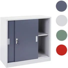 Mendler Aktenschrank Boston HWC-F41, Stahlschrank Büroschrank, mit abschließbaren Schiebetüren 90x90x45cm ~