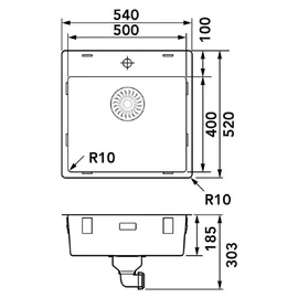 Solido Cablpp50kr10 rechts Flächenbündig Edelstahl Handbetätigung 540 x 185 mm