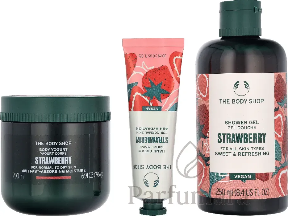 The Body Shop G3 Small Strawberry Geschenkset Hand Cream 30ml/Body Butter 50ml/Shower Cream 60ml 140 ml