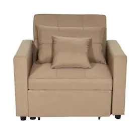 Mendler Schlafsessel HWC-L90, Klappsessel Schlafsofa Gästebett Relaxsessel, Liegefläche 197x103cm Stoff/Textil ~ taupe