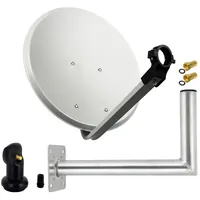 PremiumX SAT Anlage 45cm Hellgrau Satellitenantenne Stahl Satellitenschüssel Single