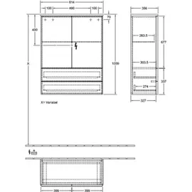 Villeroy & Boch Antao Highboard 81,4 x 103,9 x 35,6 cm Silk Grey Matt Lacquer