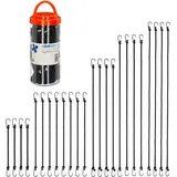 Relaxdays Spanngummi mit Haken, 24er Set, Fahrrad Gummispanner Gepäckträger, 5 Größen, Universal Gepäckspanner, schwarz