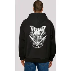 Kapuzenpullover F4NT4STIC "Marvel Thor Ragnarok Thor Hammer Logo", Herren, Gr. 5XL, schwarz, Obermaterial: 100% Baumwolle, casual, oversize, Langarm, Pullover, Print