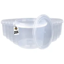 FixedByU | 20x Kunststoffeimer mit Deckel, pp, rund, transparent 1,5 l