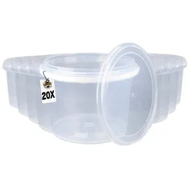 FixedByU | 20x Kunststoffeimer mit Deckel, pp, rund, transparent 1,5 l