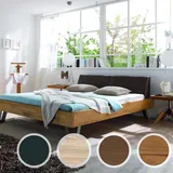 Hasena Oak-Line Massivholzbett Cadro Jeno/Rena 200x200 cm / Wildeiche coffee, gebürstet, geölt