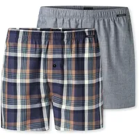 SCHIESSER Boxershorts kariert blau/grau XXL 2er Pack