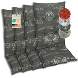 GO-DE Textil Bequeme und attraktive Polsterauflagen für Hochlehner-Gartenstühle (4er-Set, Stempel anthrazit, Hochlehner)