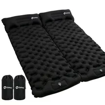 Sekey 2er Set Isomatte Selbstaufblasend 200 X 70 cm mit Kissen, Camping Schlafmatte Für Camping, Wandern Und Reisen – Schwarz