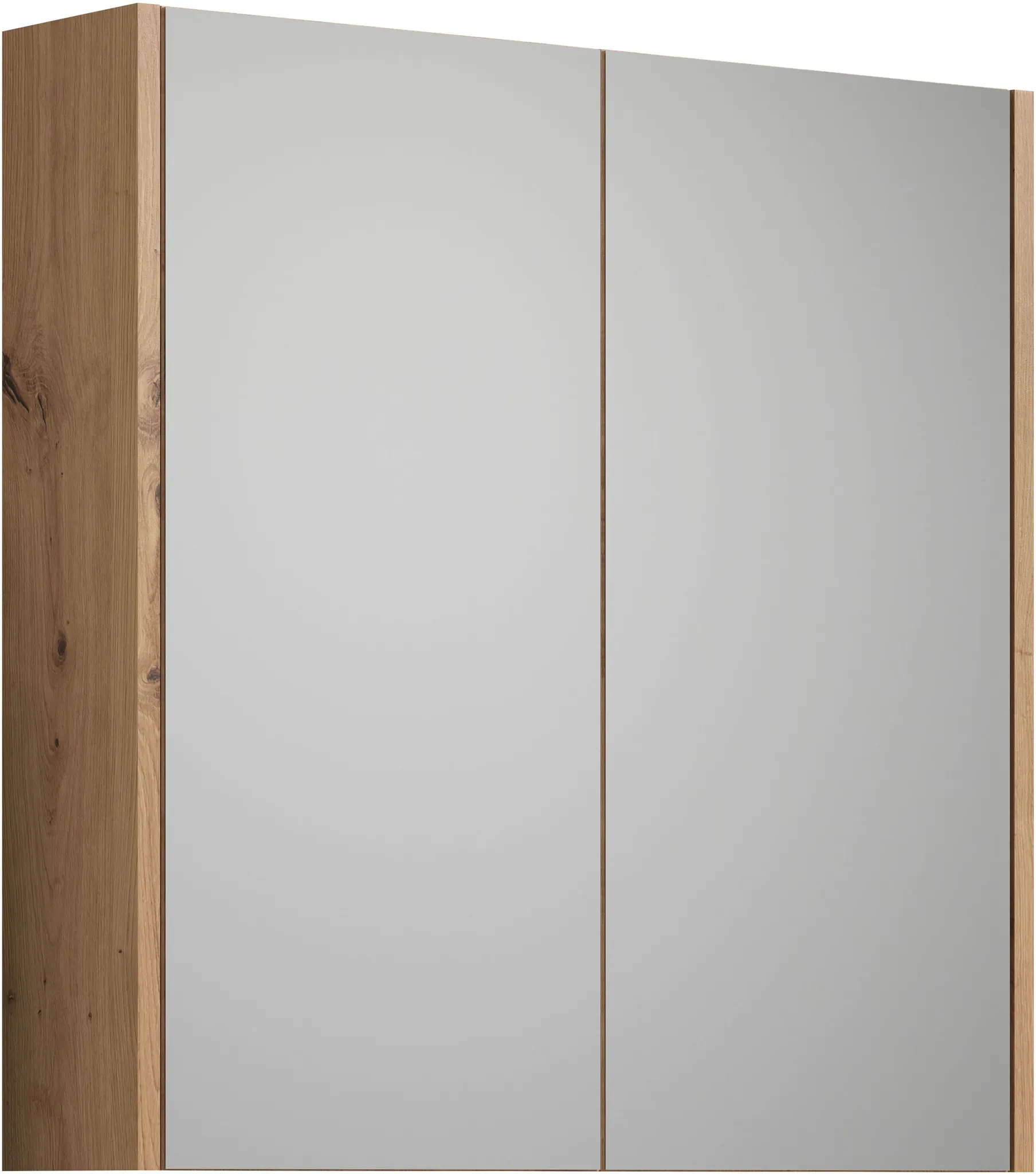 Spiegelschrank PLACES OF STYLE "Tarragona" Schränke Gr. B/H/T: 69 cm x 70 cm x 15 cm, 2 St., weiß (artisan eiche melamin, matt lack) Bad-Spiegelschränke