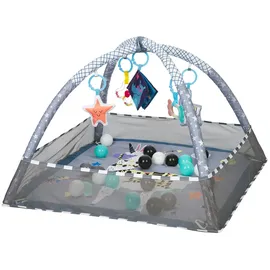 KIKKABOO Spielbogen, Krabbeldecke 2 in 1, Greiflinge, 18 Spielbälle, Bällebad