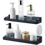 Navaris Acryl Schweberegal - 2X Regale - Badezimmer Regal ohne Bohren - Wandregale mit abnehmbaren Seiten - Wandregal Küche - Kleines Regal Badezimmer - Schwebendes Regal klein schwarz