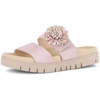 Gabor Pantolette GABOR, Damen, Gr. 40, rosé, Veloursleder, unifarben, Schuhe Pantolette, Plateau, Sommerschuh, Schlupfschuh mit Bast-Zierblüte