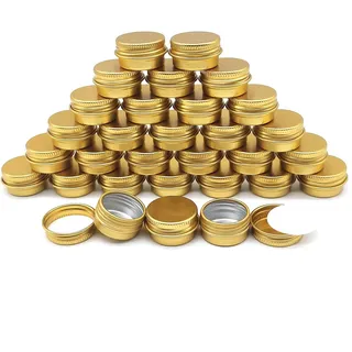 Wopanxye 30 Stück 5ml Gold runde Lippenbalsam dosen, 5g Aluminium-Make-up-Probenbehälter mit deckel, leere Metalldosen, Reise Aluminium Dosen für Kosmetik Creme Kerze Tee Lotion, 5 Gramm Dosen