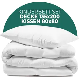 knerst KNERST® Kinder Bettdecke Set mit Kissen - Kinder Bettdecken Set für kuschelig, weiche Träume - Größe: Decke 135x200 cm / Kissen 80x80 cm