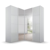 RAUCH Quadra Eckschrank inkl. Türendämpfer, mit Glas-/Spiegeltüren, grau 4-trg. Spiegel, 2 Kleiderstangen, 12 Einlegeböden, BxHxT 181x229x187 cm