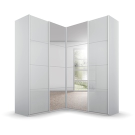 RAUCH Quadra Eckschrank inkl. Türendämpfer, mit Glas-/Spiegeltüren, grau 4-trg. Spiegel, 2 Kleiderstangen, 12 Einlegeböden, BxHxT 181x229x187 cm