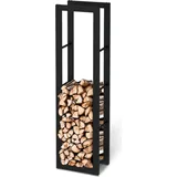 holz4home® Kaminholzregal aus Metall Schwarz inkl. Ofenhandschuh 40x25x150cm