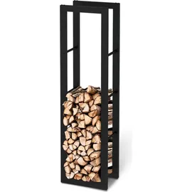 holz4home® Kaminholzregal aus Metall Schwarz inkl. Ofenhandschuh 40x25x150cm