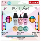 Stabilo Pastellove 12x Pen 68 Mini + 6x BOSS Mini + 12x point 88 Mini + 5x Swano Pastel, 35er Set