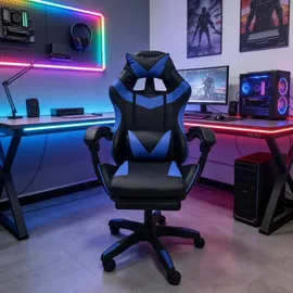 Hti-Living Gaming-Stuhl Racing-Design Schwarz-Blau