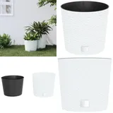 Pflanzkübel mit herausnehmbaren Einsatz Weiß 15/15,3L PP-Rattan - Blumentopf - Pflanzgefäß - Gartentopf - Rattan Optik - Weiß - Home & Living