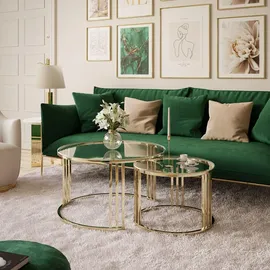 lookway Couchtisch gold chrom / Schwarz/Weiß/Transparent