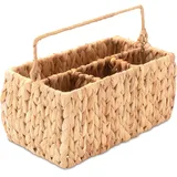 Decorasian Besteckhalter aus Wasserhyazinthe - Besteckkorb geflochten für den Tisch - Tischbutler für Besteck und Utensilien - mit praktischem Henkel