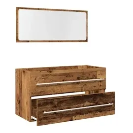vidaXL Badmöbel-Set Altholz-Optik 2-tlg. Braun