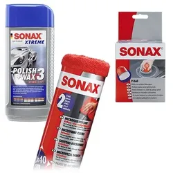 Sonax 1x 500ml XTREME Polish & Wax 3 + P-Ball+ 2x Tücher