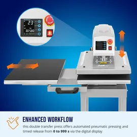 MSW Pneumatische Transferpresse - doppelt - 40 x 50 cm - mit Unterbau