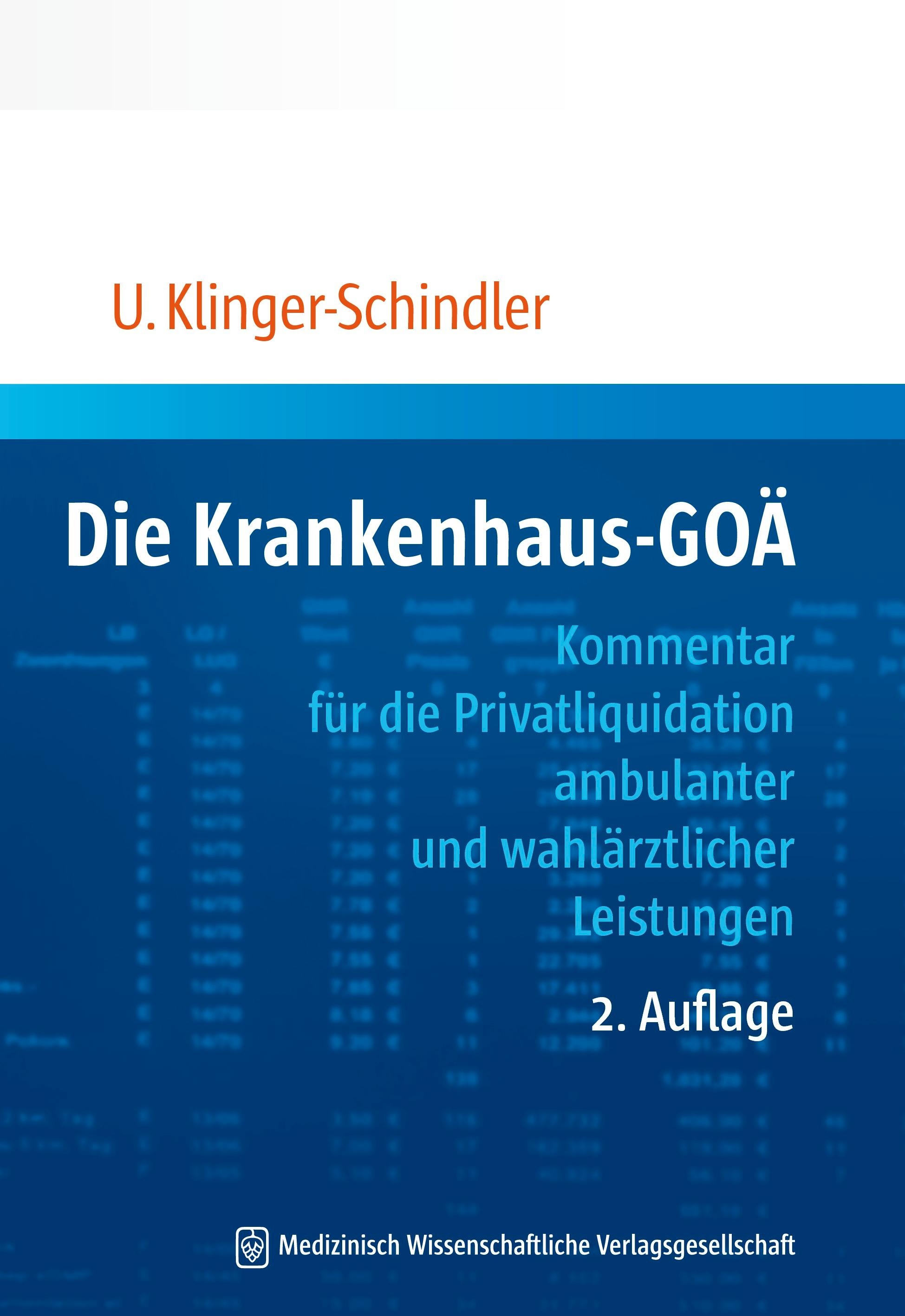 Die Krankenhaus-GOÄ, Fachbücher von Ursula Klinger-Schindler