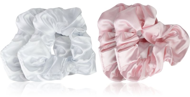 Brushworks Satin Scrunchies Pink & White Haargummis