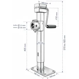 Preiswert & Gut Anhängerstütze 570-950 mm höhenverstellbar bis 2500 kg
