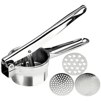 Intirilife Kartoffelstampfer Spätzlepresse in Silber für Küche Restaurant und