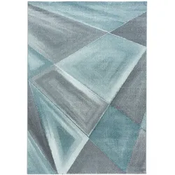 Teppich Kurzflor Geometrisch Polypropylen Wohnzimmer Blau Rechteckig 120x170 | Kadima Design