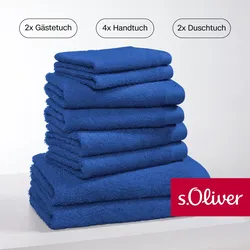 Handtuch Set S.OLIVER "s. Oliver, besonders weich und saugfähig", blau, 8 St., 2 Gästetücher 30x50cm-4 Handtücher 50x100cm-2 Duschtücher 70x140cm, Walkfrottier, Walkfrottier, Baumwolle, Handtücher (Packung), 2 Gästetücher 30x50, 4 Handtücher 50x100, 2 Duschtücher 70x140