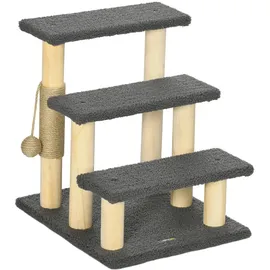PawHut Katzentreppe 3-stufige Hundetreppe 48 cm Grau