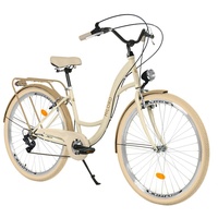 Milord Komfort Fahrrad Retro Vintage Damenfahrrad, 28 Zoll, Creme-Braun, 7 Gang Shimano