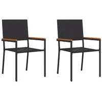 VidaXL Gartenstühle mit Kissen 2 Stk. Stapelbar Schwarz Poly