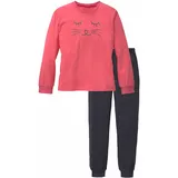 VIVANCE Pyjama VIVANCE, Mädchen, Gr. 134/140, schwarz (hummer, anthrazit, meliert), Jersey, Obermaterial: 100% Baumwolle, bedruckt, Basic, lässig geschnitten, Rundhals, angesetztes Bündchen, Homewear-Sets Pyjama, Schlafanzug in langer Form mit Cat Print
