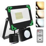 ALUSSO led strahler mit bewegungsmelder außen,15W strahler mit bewegungsmelder aussen, 3000K-6500K strahler mit bewegungsmelder,IP65 aussenstrahler mit bewegungsmelder für Garten,Garage,Türen