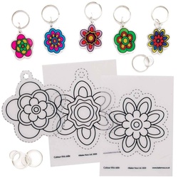 Schlüsselanhänger aus Schrumpfplastik "Blumen" (pro Set 8) Bastelsets