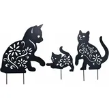 Minkurow Gartendeko, 3 Stück Metall Katze Gartendeko Schmiedeeisen Für Garten Gartendeko Optik Rost Deko Metall Gartenpfähle Für Draußen