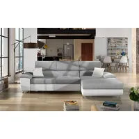 MIRJAN24 Ecksofa Cotere Mini, Polsterecke mit Bettkasten, Eckcouch vom Hersteller, Stilvoll Schlafsofa (Soft 017 + Bristol 2460 + Soft 017, Seite: ... - Weiß/Grau