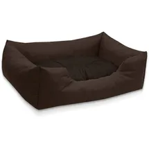 BedDog Hundebett Mimi, Hundesofa aus Cordura, Microfaser-Velours, waschbares Hundebett Vier-eckig mit Rand, Hundekissen für drinnen, draußen, XL, braun